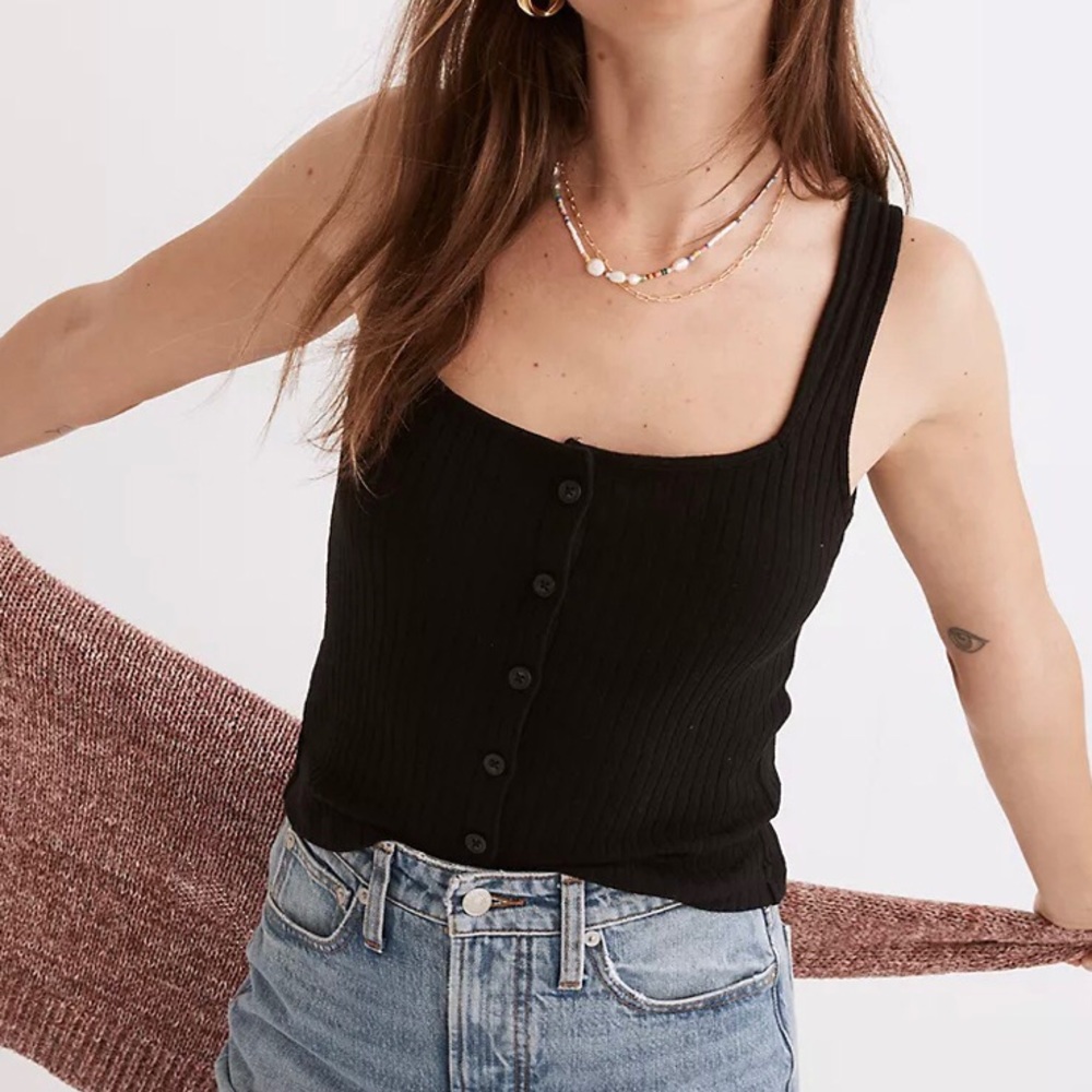 Ribbed Button Up Tank top-M